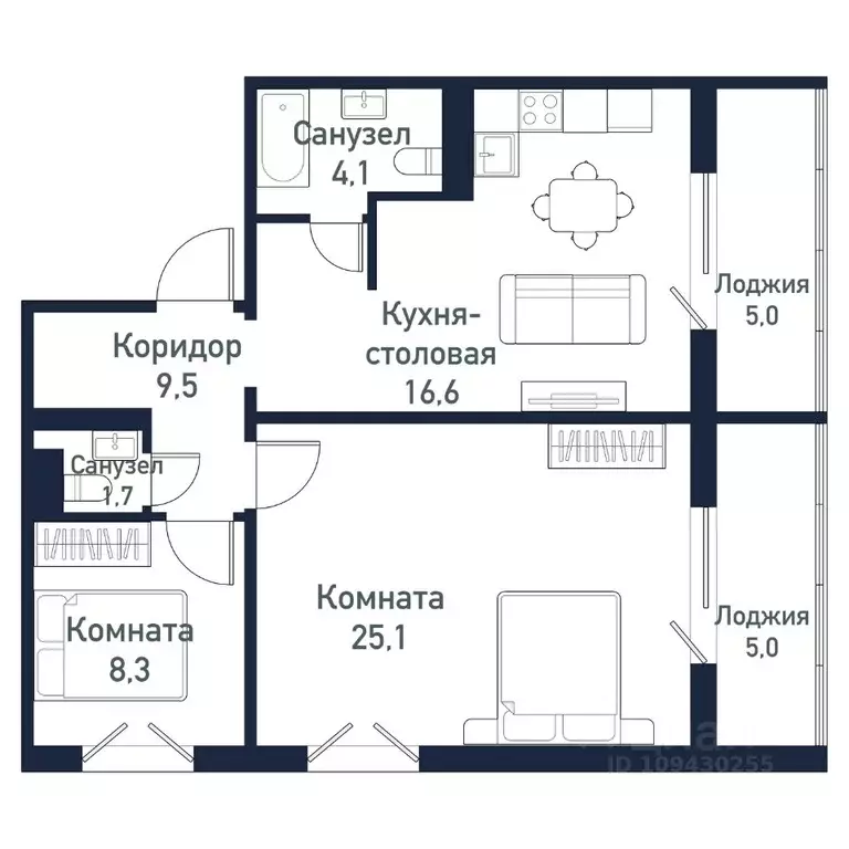 2-к кв. Челябинская область, Челябинский городской округ, пос. ... - Фото 1