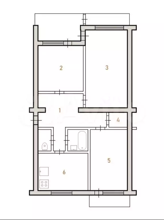 3-к. квартира, 63,2 м, 4/5 эт. - Фото 0