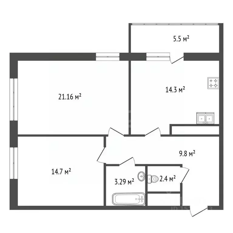 2-к кв. Санкт-Петербург ш. Суздальское, 18к4 (70.3 м) - Фото 1