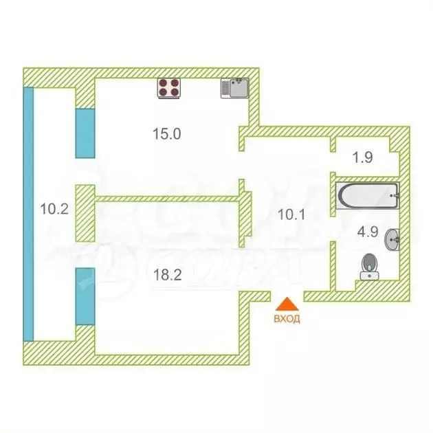 1-к. квартира, 50 м, 7/17 эт. - Фото 0