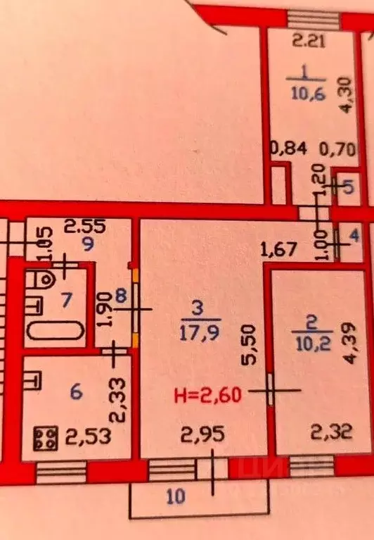 3-к кв. Пензенская область, Пенза ул. Леонова, 34 (61.0 м) - Фото 2