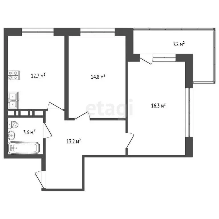 2-комнатная квартира: Восход, улица Авроры, 77 (68.2 м) - Фото 0
