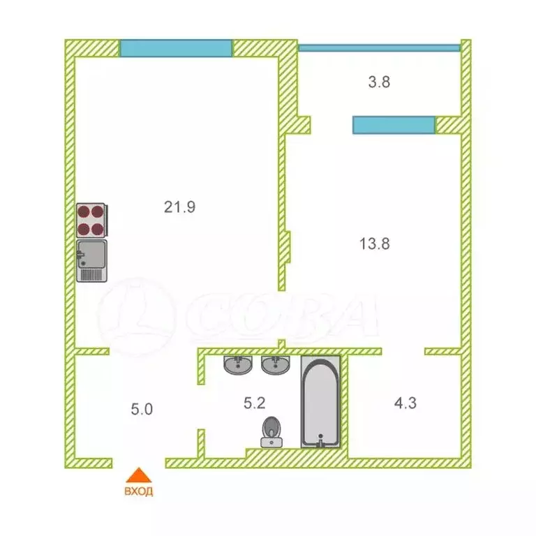 1-комнатная квартира: Тюмень, улица Игоря Комиссарова, 10 (48.3 м) - Фото 1