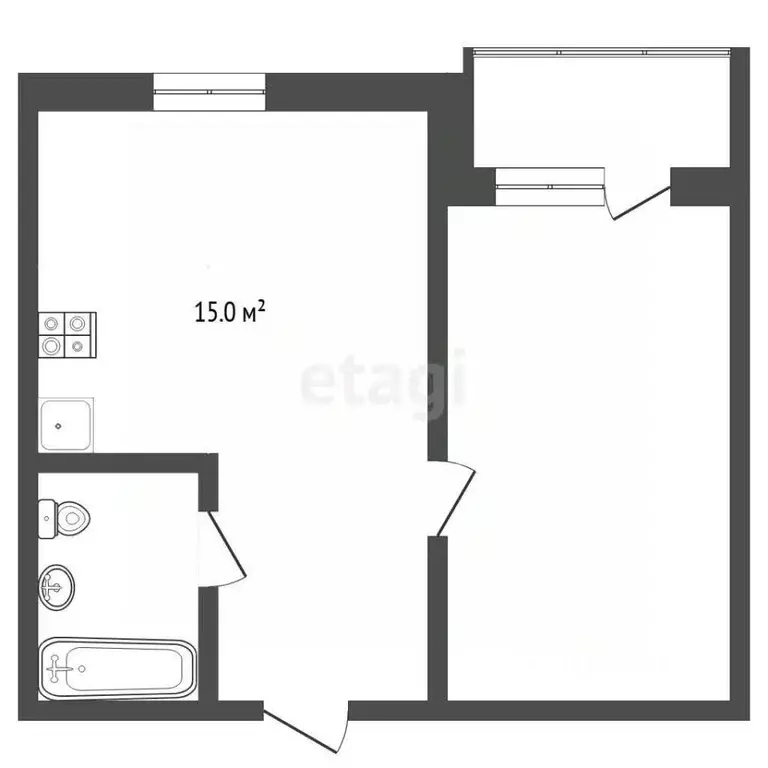 1-к кв. Тюменская область, Тюмень Харьковская ул., 68 (42.4 м) - Фото 2