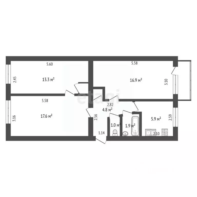 3-к кв. Крым, Армянск ул. Иванищева, 1 (62.2 м) - Фото 1