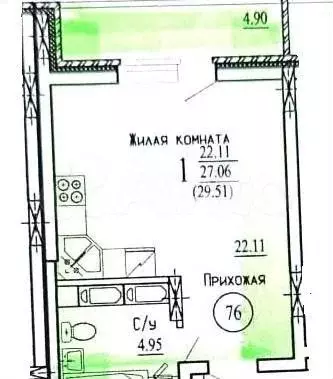 Квартира-студия, 29,5 м, 3/18 эт. - Фото 0