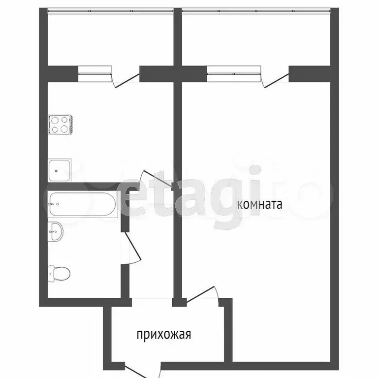 1-к. квартира, 33 м, 5/5 эт. - Фото 0