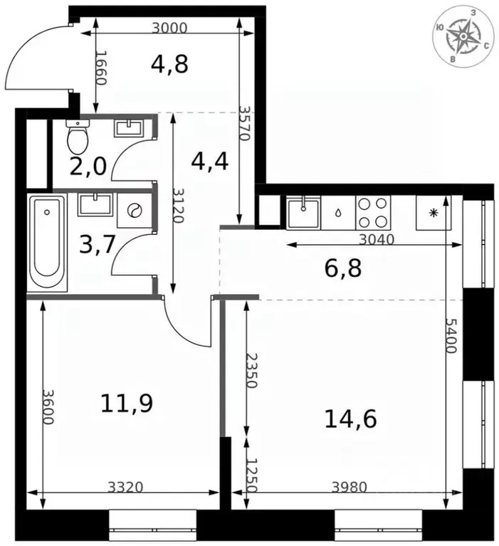 2-к кв. Москва Монтажная ул., 10 (48.2 м) - Фото 1