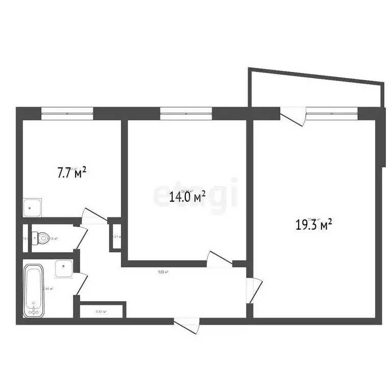 2-комнатная квартира: Озерск, улица Дзержинского, 56 (52.7 м) - Фото 1