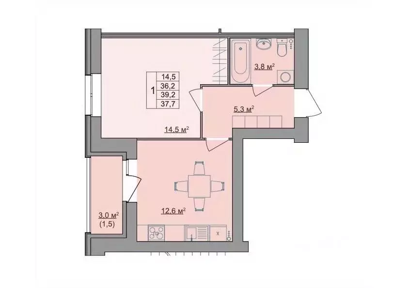 1-к кв. Костромская область, Кострома Магистральная ул., 49А (37.7 м) - Фото 1