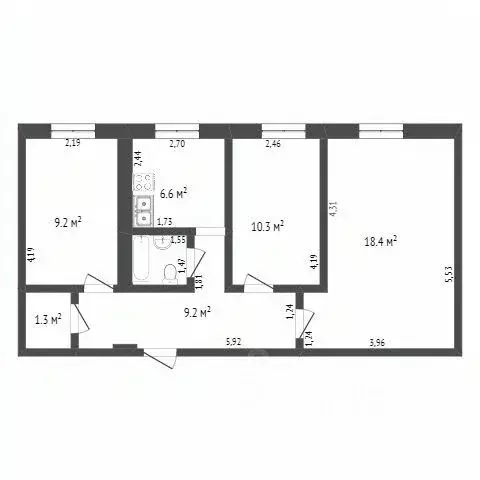 3-к кв. Бурятия, Улан-Удэ Ключевская ул., 33 (56.9 м) - Фото 1