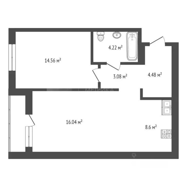 1-к кв. Тюменская область, Тюмень ул. Краснооктябрьская, 4к3 (50.98 м) - Фото 1