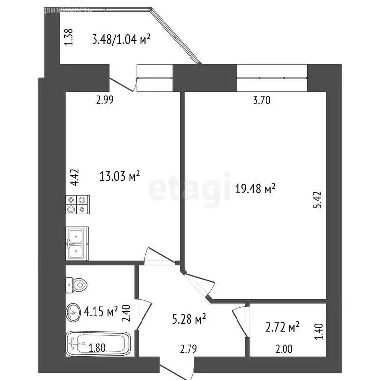 1-комнатная квартира: Самара, проспект Масленникова, 15А (45.6 м) - Фото 0