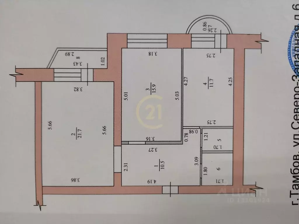 2-к кв. Тамбовская область, Тамбов Северо-Западная ул., 6 (65.0 м) - Фото 2