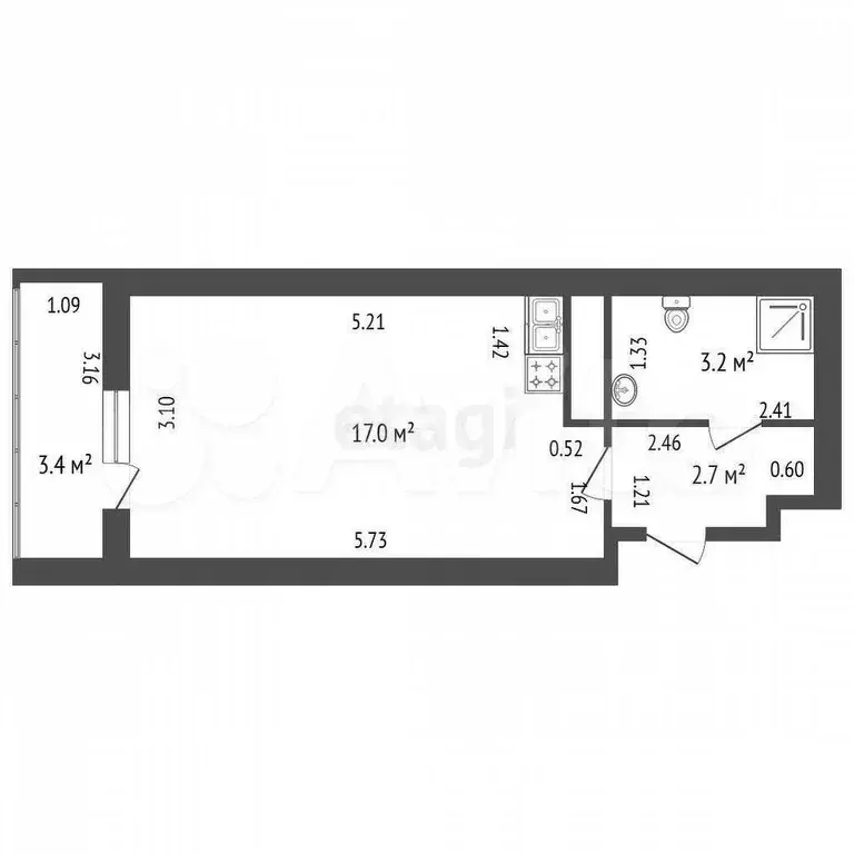Квартира-студия, 24,5 м, 5/19 эт. - Фото 0