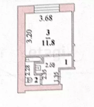 1-к. квартира, 18,1 м, 3/5 эт. - Фото 0
