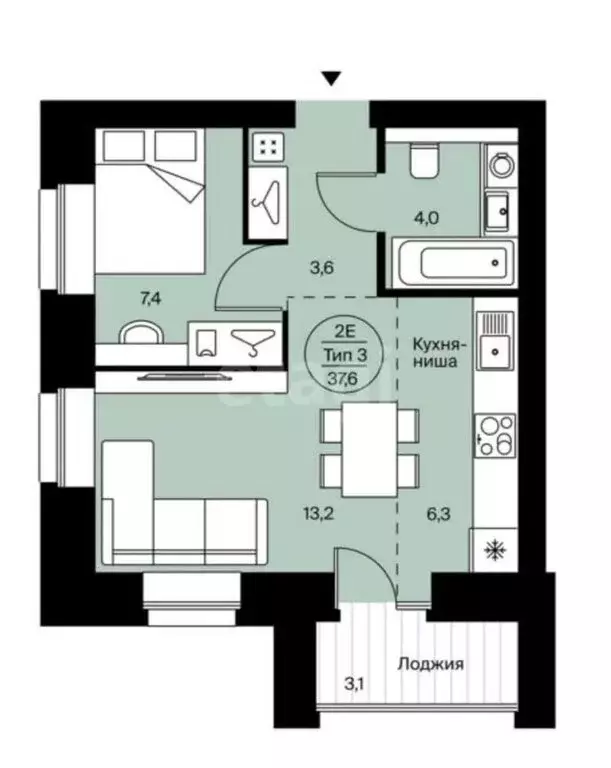 1-комнатная квартира: Сыктывкар, район Орбита, Петрозаводская улица, ... - Фото 1