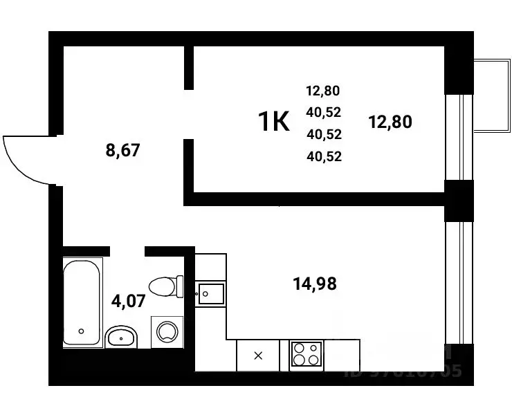 1-к кв. Воронежская область, Воронеж наб. Чуева, 7 (40.52 м) - Фото 1