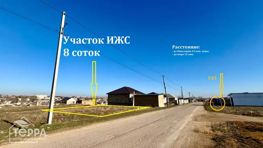 Участок в Крым, Сакский район, с. Суворовское ул. Дачная, 24А (8.0 ... - Фото 0