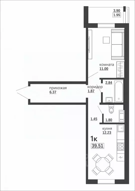 1-к кв. Челябинская область, Челябинск Артиллерийская ул., 97 (39.51 ... - Фото 2