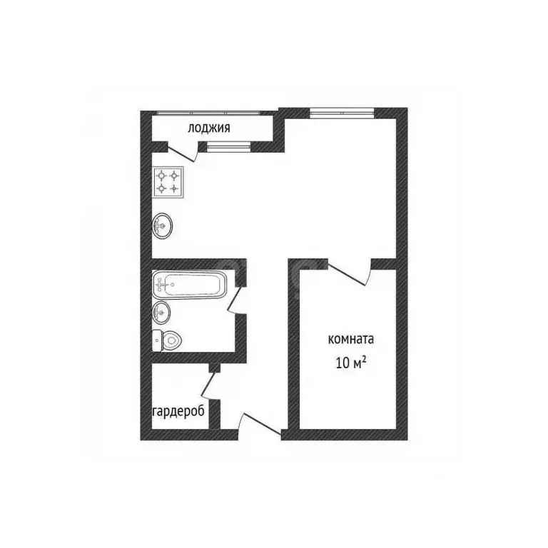 Студия Брянская область, Брянск ул. Имени О.С. Визнюка, 14 (35.0 м) - Фото 1