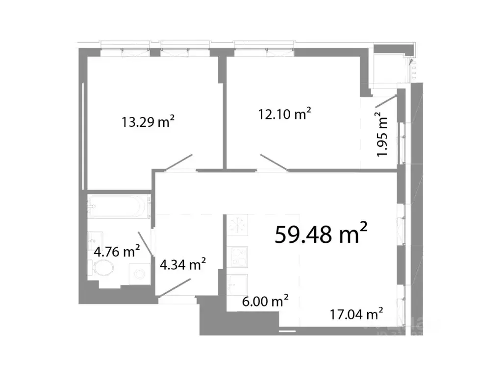 3-к кв. Челябинская область, Челябинск ул. Худякова, 18/4 (59.48 м) - Фото 0