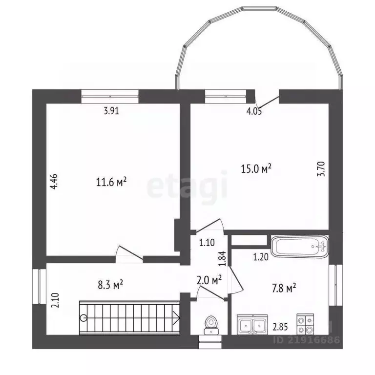 2-к кв. Калининградская область, Калининград ул. Куйбышева, 189 (43.4 ... - Фото 2