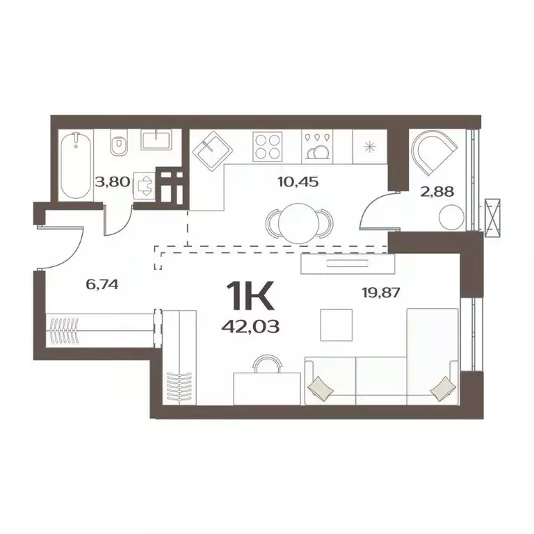 1-к кв. Приморский край, Владивосток ул. Слуцкого, 5А (42.03 м) - Фото 1