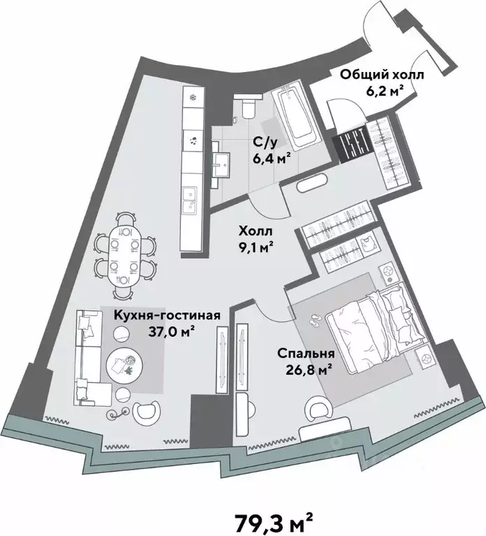 2-к кв. Свердловская область, Екатеринбург ул. Бориса Ельцина (79.3 м) - Фото 0