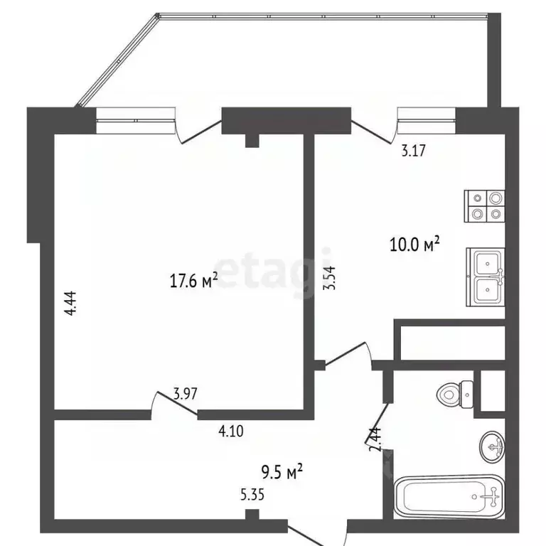 1-к кв. Московская область, Люберцы Смирновская ул., 32 (40.9 м) - Фото 2