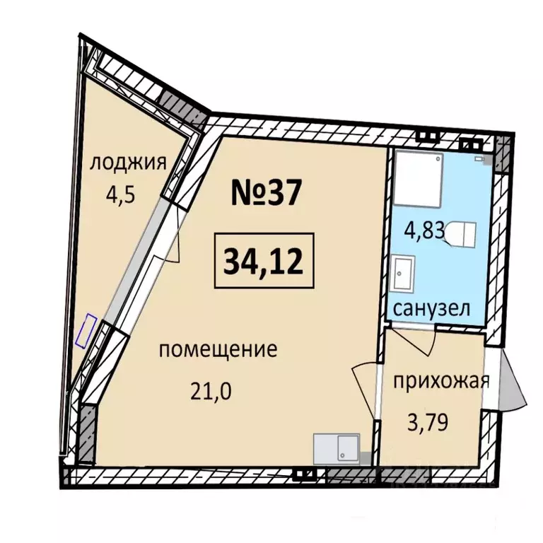 1-к кв. Калининградская область, Балтийск  (34.12 м) - Фото 0