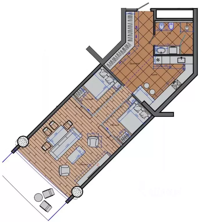 Студия Крым, Алушта муниципальный округ, Партенит пгт ул. Васильченко, ... - Фото 2