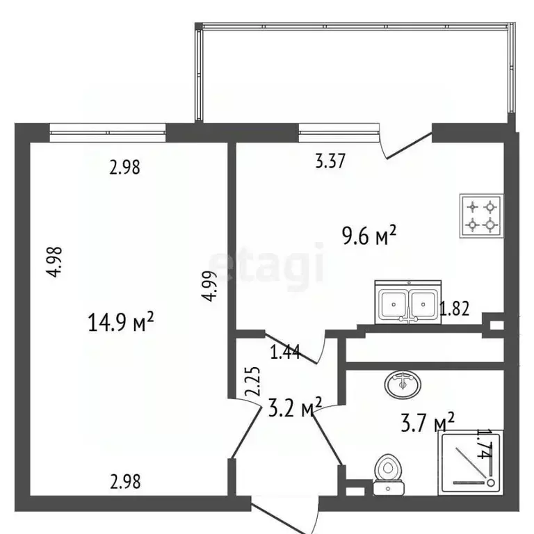 1-к кв. Санкт-Петербург ул. Плесецкая, 16 (31.4 м) - Фото 2