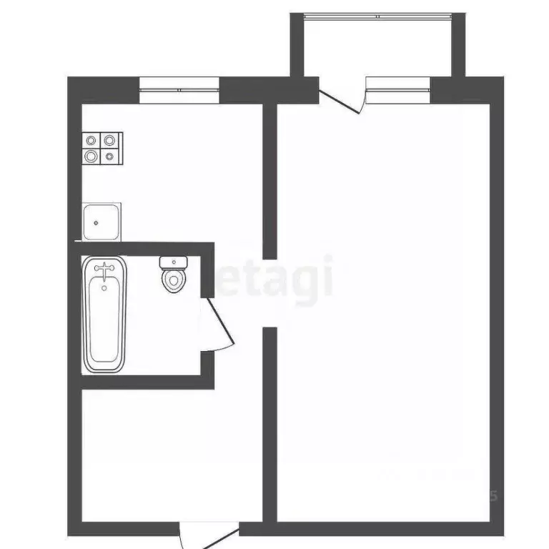1-к кв. Кемеровская область, Юрга Кузбасский просп., 10А (34.0 м) - Фото 2