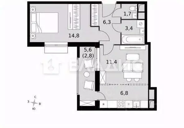 1-к кв. Московская область, Ленинский городской округ, пос. Развилка ... - Фото 2