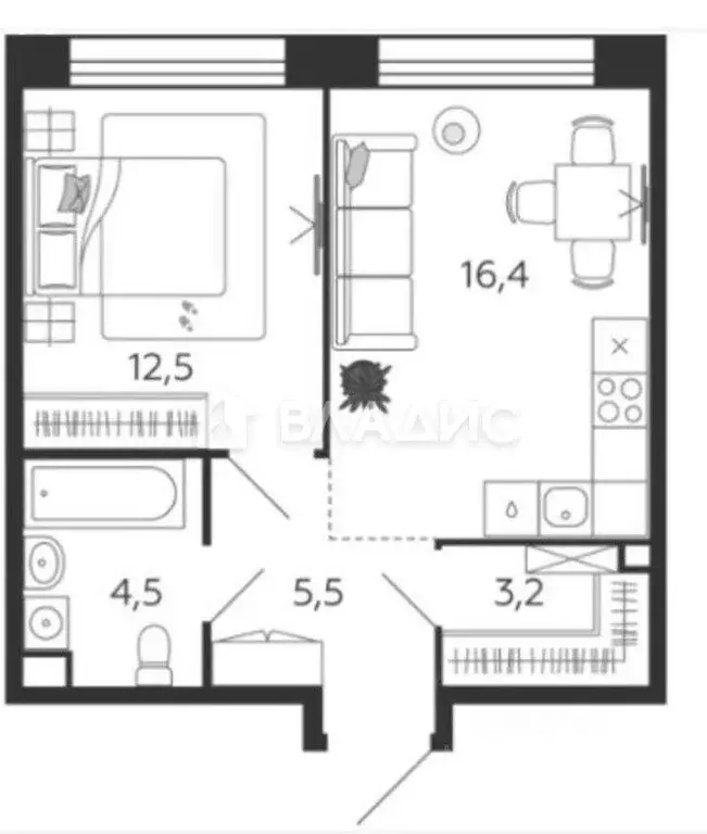 1-комнатная квартира: Москва, улица Петра Кончаловского, 7к1 (42.1 м) - Фото 1