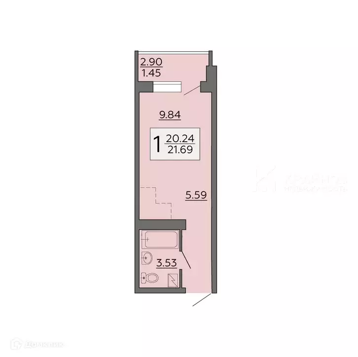Продаётся квартира-студия, 21.69 м - Фото 1