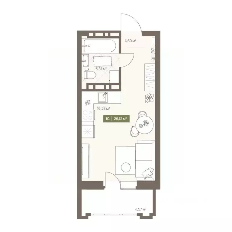 Студия Кемеровская область, Кемерово Московский просп., 23А (26.12 м) - Фото 1