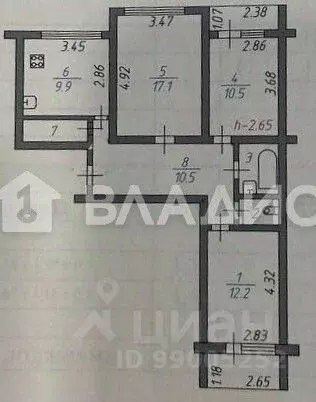 3-к кв. Ивановская область, Иваново ул. Окуловой, 14 (65.9 м) - Фото 1