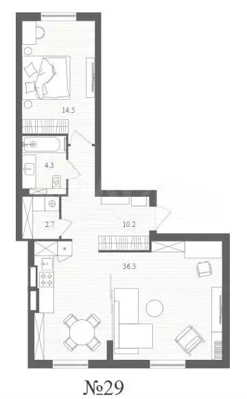 2-к. квартира, 68 м, 1/7 эт. - Фото 1
