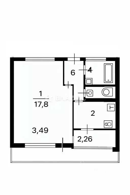 1-к кв. Москва Комсомольский просп., 21/10 (36.1 м) - Фото 2