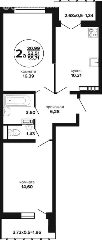 2-комнатная квартира: Краснодар, Российская улица, 257/7 (56.75 м) - Фото 0