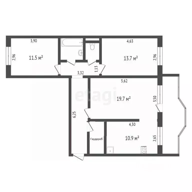 3-к кв. Кемеровская область, Кемерово просп. Притомский, 7а (76.5 м) - Фото 2