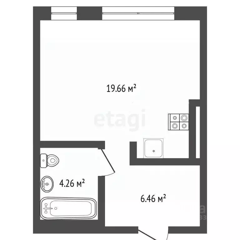 Студия Тюменская область, Тюмень ул. Николая Машарова, 2 (31.3 м) - Фото 2