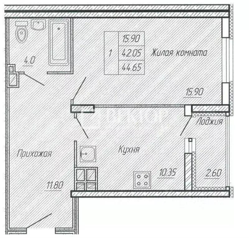 1-к кв. Ивановская область, Иваново ул. 2-я Полевая, 36к1 (44.0 м) - Фото 1