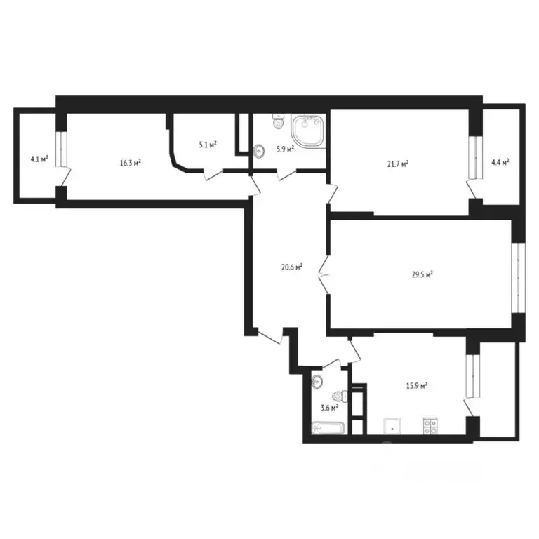 3-к кв. Тюменская область, Тюмень ул. Малыгина, 90 (132.0 м) - Фото 1