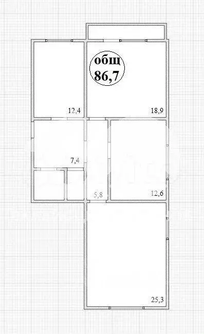 3-к. квартира, 86,7 м, 4/10 эт. - Фото 0