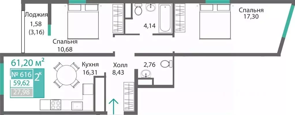 2-к кв. Крым, Симферополь Крымская роза мкр,  (61.2 м) - Фото 0