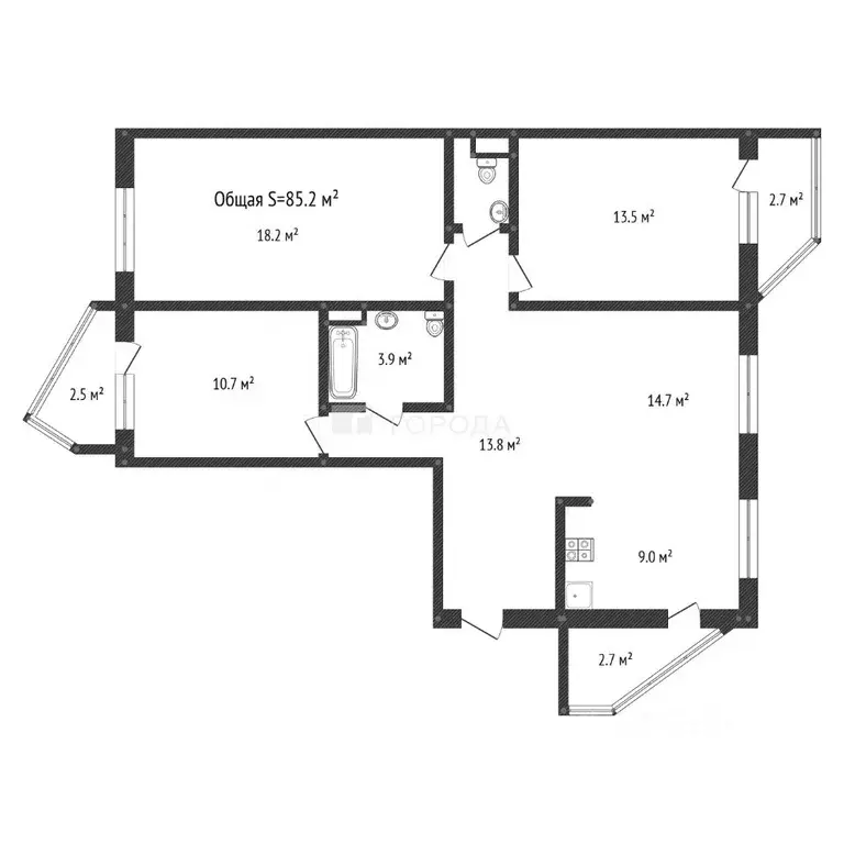4-к кв. Алтайский край, Барнаул ул. Никитина, 107 (85.2 м) - Фото 2
