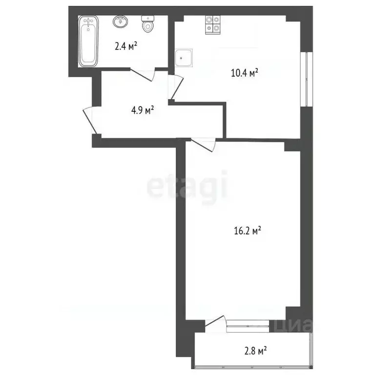 1-к кв. Ханты-Мансийский АО, Нягань ул. Мира, 6б (34.2 м) - Фото 1